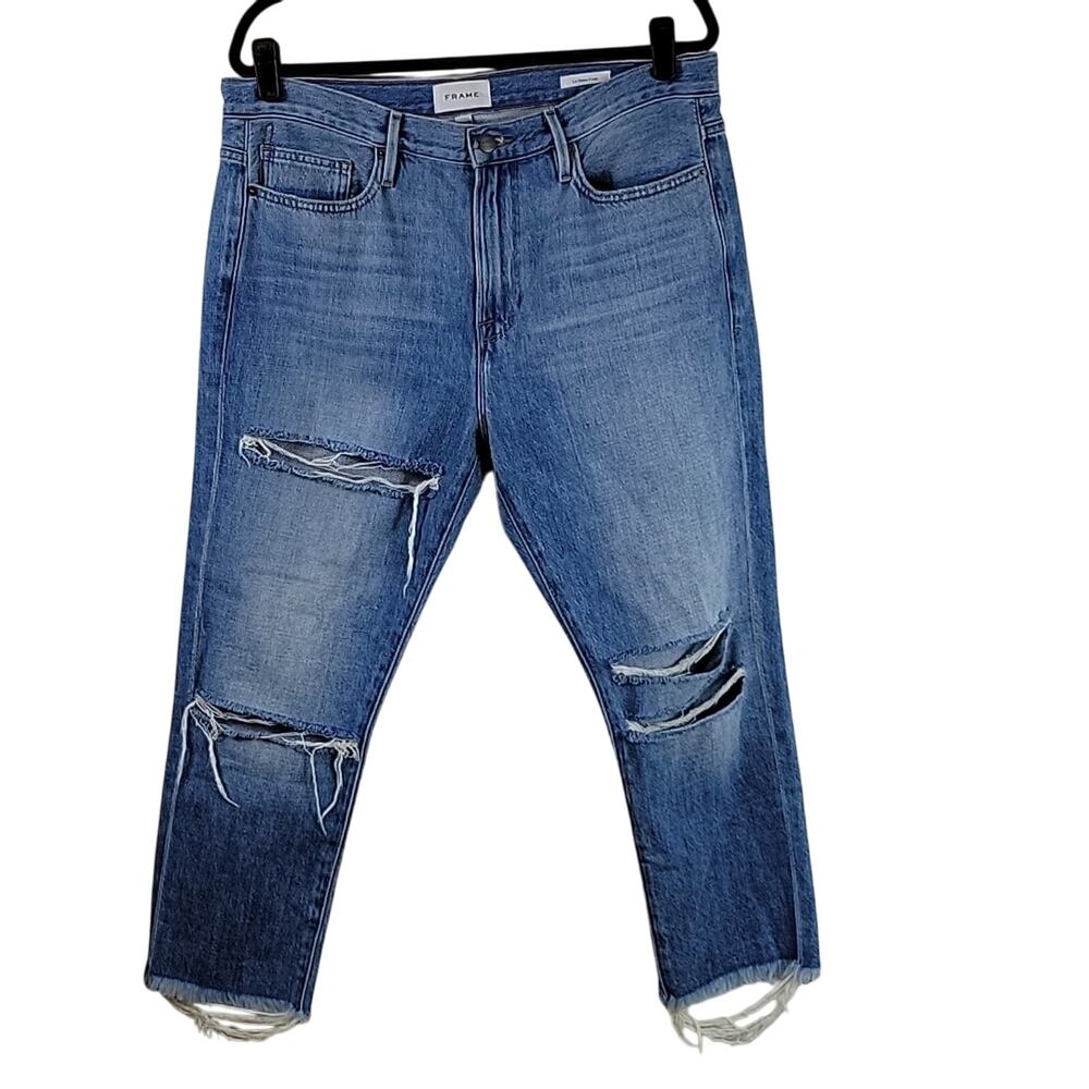 Frame Jeans Women's 29 Le Beau Crop Distressed Raw Hem Casual Boho Beachy
